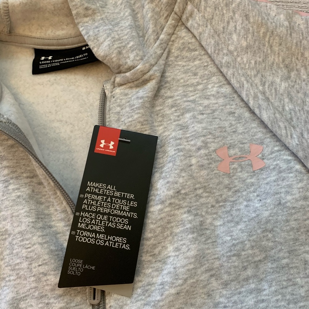 NWT Under Armour Light Gray & Pink Zip Up Jacket - Picture 2 of 7